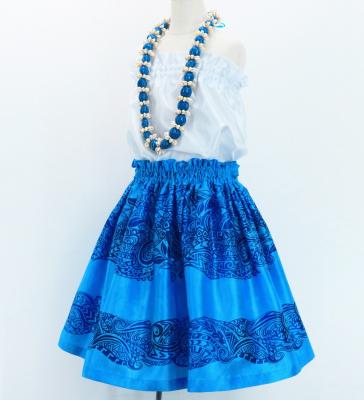 Hula Kids Shantung Pa'u Skirt with Kahiko Print / Luxury Collection / Jp99bl