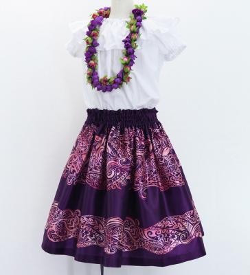 Hula Kids Shantung Pa'u Skirt with Kahiko Print / Luxury Collection / Jp99pu