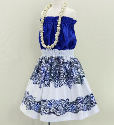 Hula Kids Shantung Pa'u Skirt with Kahiko Print / Luxury Collection / Jp99whbl