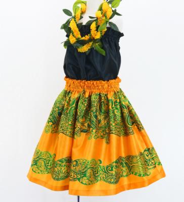 Hula Kids Shantung Pa'u Skirt with Kahiko Print / Luxury Collection / Jp99ye