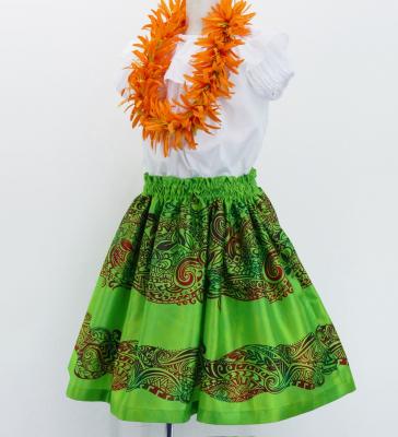 Hula Kids Shantung Pa'u Skirt with Kahiko Print / Luxury Collection / Jp99yegr
