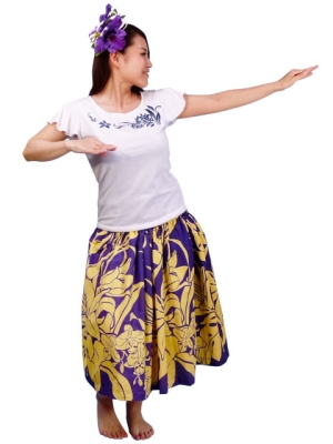 Hula T-shirt / Frilled Sleeve with Plumeria embroidery  / GKD1blw