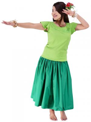 Hula T-shirt / Frilled Sleeve with Plumeria embroidery  / GKD1grgr