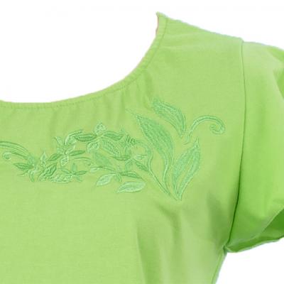 Hula T-shirt / Frilled Sleeve with Plumeria embroidery  / GKD1grgr