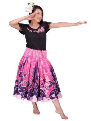 Hula T-shirt / Frilled Sleeve with Plumeria embroidery  / GKD1pib