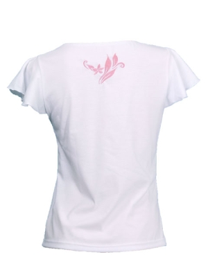 Hula T-shirt / Frilled Sleeve with Plumeria embroidery  / GKD1piw