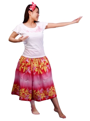 Hula T-shirt / Frilled Sleeve with Plumeria embroidery  / GKD1piw