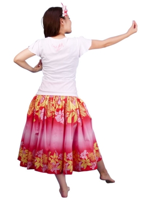 Hula T-shirt / Frilled Sleeve with Plumeria embroidery  / GKD1piw