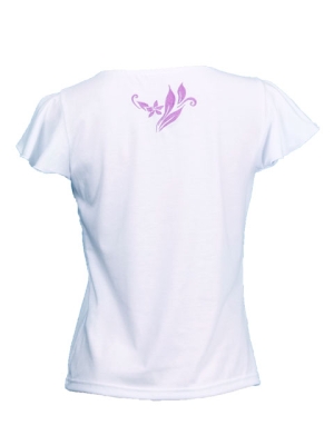 Hula T-shirt / Frilled Sleeve with Plumeria embroidery  / GKD1pw