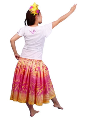 Hula T-shirt / Frilled Sleeve with Plumeria embroidery  / GKD1pw