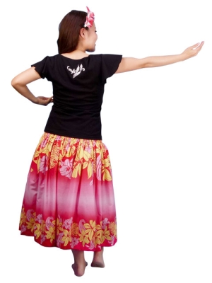 Hula T-shirt / Frilled Sleeve with Plumeria embroidery  / GKD1wb