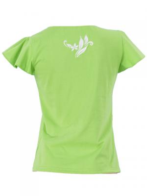 Hula T-shirt / Frilled Sleeve with Plumeria embroidery  / GKD1wgr