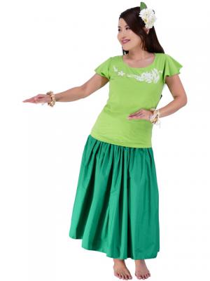 Hula T-shirt / Frilled Sleeve with Plumeria embroidery  / GKD1wgr