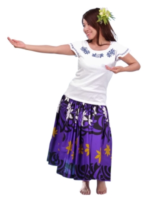 Hula T-shirt / Frilled Sleeve with Tiare embroidery / GKD2blw