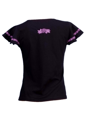 Hula T-shirt / Frilled Sleeve with Tiare embroidery / GKD2pb