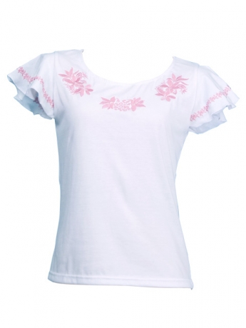 Hula T-shirt / Frilled Sleeve with Tiare embroidery / GKD2piw