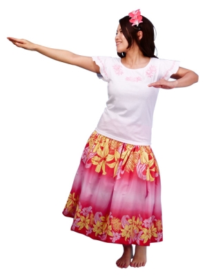 Hula T-shirt / Frilled Sleeve with Tiare embroidery / GKD2piw