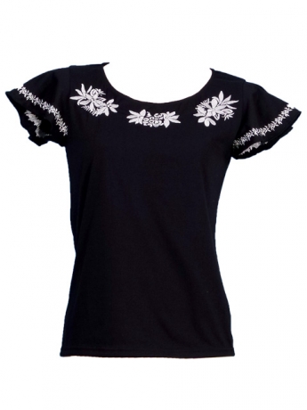 Hula T-shirt / Frilled Sleeve with Tiare embroidery / GKD2wb