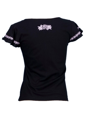 Hula T-shirt / Frilled Sleeve with Tiare embroidery / GKD2wb