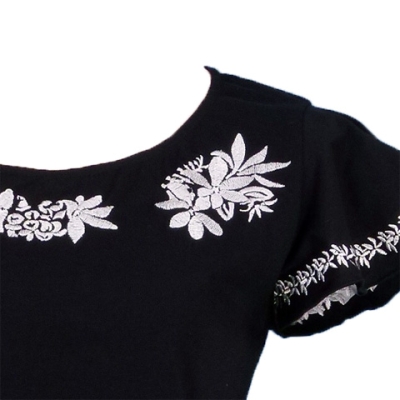 Hula T-shirt / Frilled Sleeve with Tiare embroidery / GKD2wb