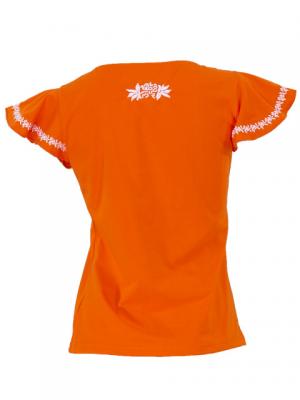 Hula T-shirt / Frilled Sleeve with Tiare embroidery / GKD2wo