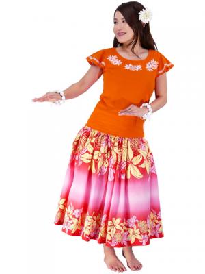 Hula T-shirt / Frilled Sleeve with Tiare embroidery / GKD2wo