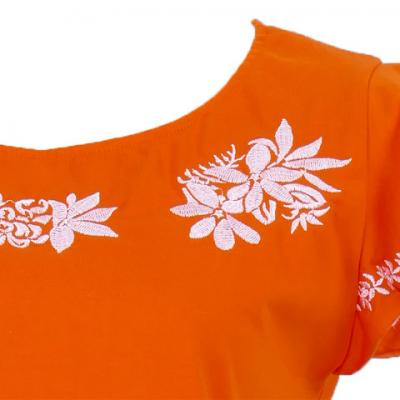 Hula T-shirt / Frilled Sleeve with Tiare embroidery / GKD2wo