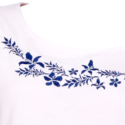 Hula T-shirt / Frilled Sleeve with Hibiscus embroidery / GKD3blw