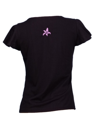 Hula T-shirt / Frilled Sleeve with Hibiscus embroidery / GKD3pb