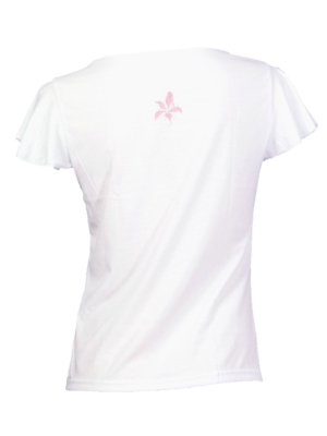 Hula T-shirt / Frilled Sleeve with Hibiscus embroidery / GKD3piw