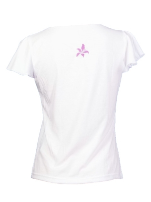 Hula T-shirt / Frilled Sleeve with Hibiscus embroidery / GKD3pw