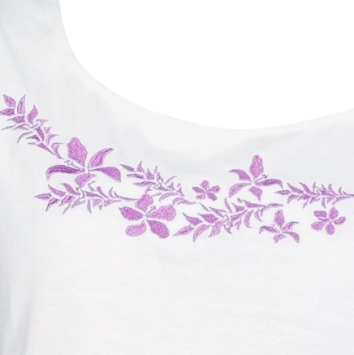 Hula T-shirt / Frilled Sleeve with Hibiscus embroidery / GKD3pw