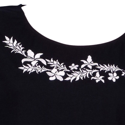 Hula T-shirt / Frilled Sleeve with Hibiscus embroidery / GKD3wb