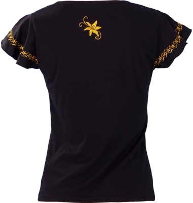 Hula T-shirt / Frilled Sleeve with Lily embroidery / GKD4gb