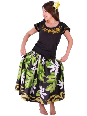 Hula T-shirt / Frilled Sleeve with Lily embroidery / GKD4gb