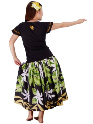 Hula T-shirt / Frilled Sleeve with Lily embroidery / GKD4gb