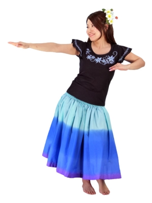 Hula T-shirt / Frilled Sleeve with Lily embroidery / GKD4sbb