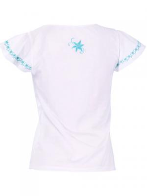 Hula T-shirt / Frilled Sleeve with Lily embroidery / GKD4tbw