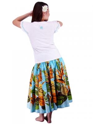 Hula T-shirt / Frilled Sleeve with Lily embroidery / GKD4tbw
