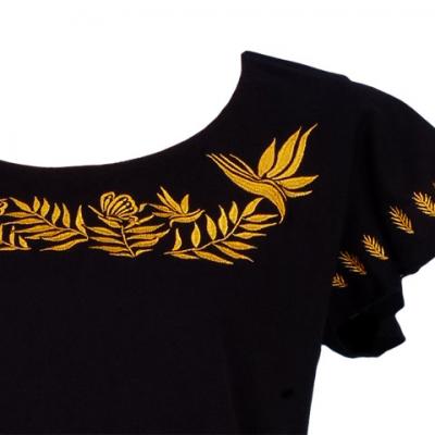 Hula T-shirt / Frilled Sleeve with Bird of Paradise & Butterfly / GKD5gb
