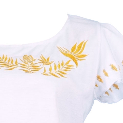 Hula T-shirt / Frilled Sleeve with Bird of Paradise & Butterfly / GKD5gw