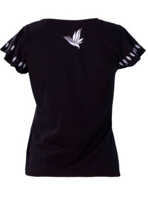 Hula T-shirt / Frilled Sleeve with Bird of Paradise & Butterfly / GKD5sb