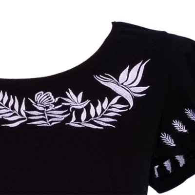 Hula T-shirt / Frilled Sleeve with Bird of Paradise & Butterfly / GKD5sb