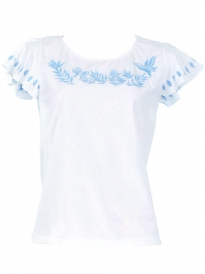 Hula T-shirt / Frilled Sleeve with Bird of Paradise & Butterfly / GKD5sbw
