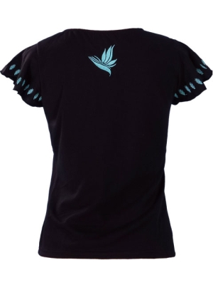Hula T-shirt / Frilled Sleeve with Bird of Paradise & Butterfly / GKD5tbb