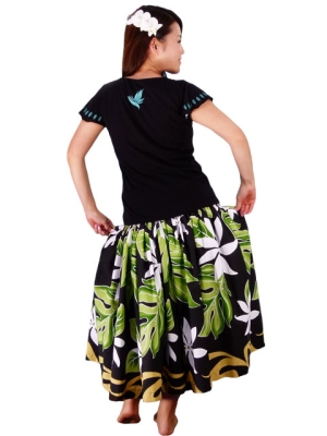 Hula T-shirt / Frilled Sleeve with Bird of Paradise & Butterfly / GKD5tbb