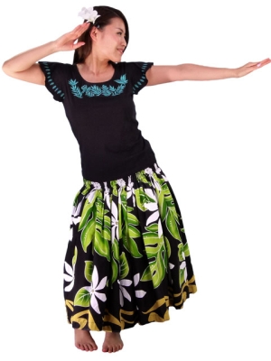 Hula T-shirt / Frilled Sleeve with Bird of Paradise & Butterfly / GKD5tbb