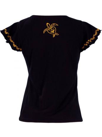 Hula T-shirt / Frilled Sleeve with Honu embroidery / GKD6gb