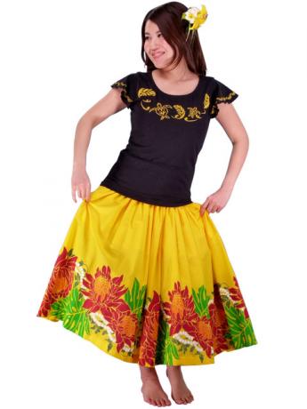 Hula T-shirt / Frilled Sleeve with Honu embroidery / GKD6gb