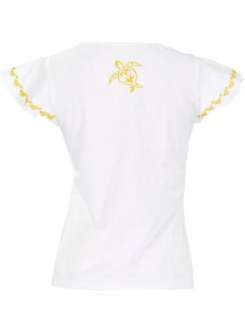 Hula T-shirt / Frilled Sleeve with Honu embroidery / GKD6gw